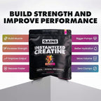 Gains in Bulk Instantized Creatine Monohydrate for Men & Women, Soluble Pre Workout Powder, Supports Muscle Building, Strength and Performance, Bodybuilding Supplements, Sour Gummy, 30 Servings