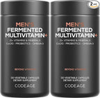 Codeage Men’s Daily Multivitamin – 25+ Essential Vitamins & Minerals, Organic Whole Foods, Probiotics, Omega-3, Zinc, Vitamins A, B, C, D, E & K, 2 Pack
