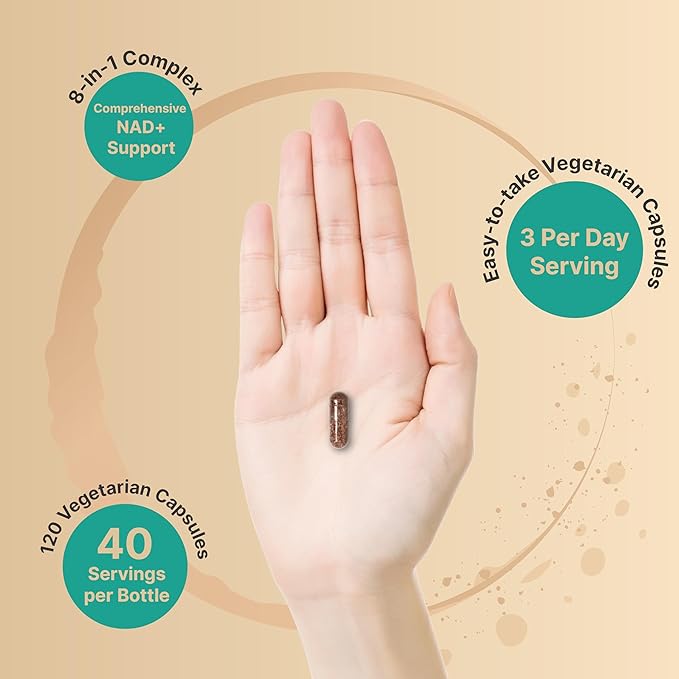 NatureBell Liposomal NAD+ 8-in-1 Complex 2000mg** Per Serving, 120 Vegetarian Capsules – NAD Resveratrol Supplement with TMG, CoQ10, Turmeric, Grape Seed & Apigenin – Non-GMO, cGMP Manufactured
