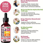 (4 Pack) Vitamin B12 and B6 Liquid Drops, B12 Sublingual Vitamin B Complex - B 12 Vitamin 5000mcg - B12 Methylcobalamin for Energy, Brain, and Heart Support with 27,200 mcg, Strawberry, 80 Servings