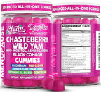 Clean Nutra Menopause Supplements for Women Chastberry Wild Yam Gummies Inositol Black Cohosh Magnesium Red Clover DIM Supplement B6 Magnesium Glycinate Glycine Vitex Hormone Balance Gummy Vitamins