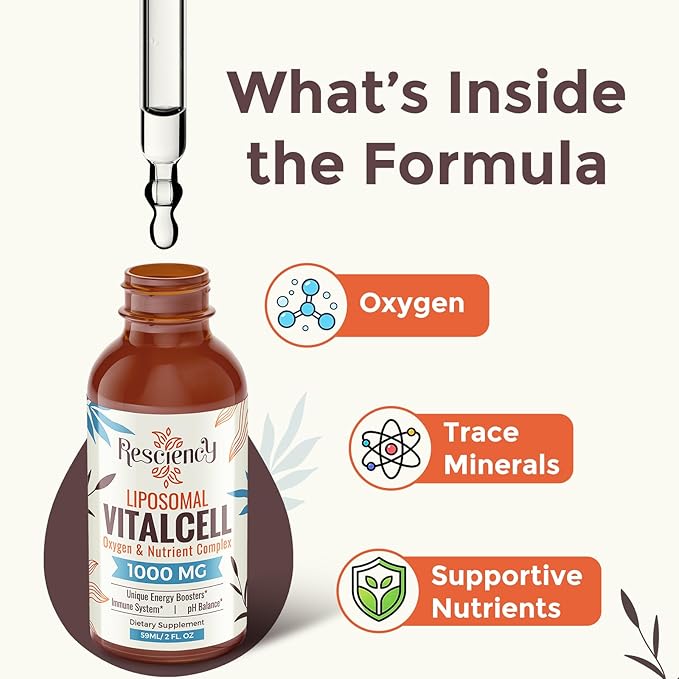 13-in-1 Liquid Oxygen Boost & Nutrient Supplement, Liposomal Optimized-Delivery Blend with Trace Minerals, Amino Acids, CoQ10, B Vitamins & Fulvic Acid, Daily Wellness Liquid Oxygen Drops, 2 fl oz