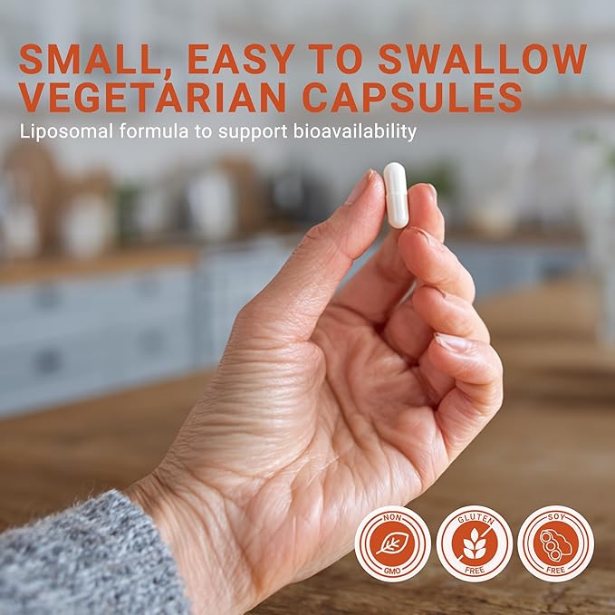 250mg Liposomal Quercetin Supplements - 60 Vegan Capsules to Support Antioxidant Defense, Cellular Health & Immune System - Quercetin Capsules Perfect for Healthy Aging and Vitality