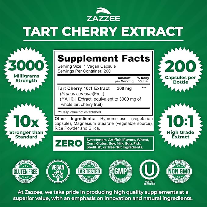 Zazzee Herbal Uric Acid Cleanse Bundle | USDA Organic Dandelion Root Extract Capsules Plus Super Concentrated 10:1 Tart Cherry Extract Capsules | Non-GMO Vegan & ISO Lab Tested