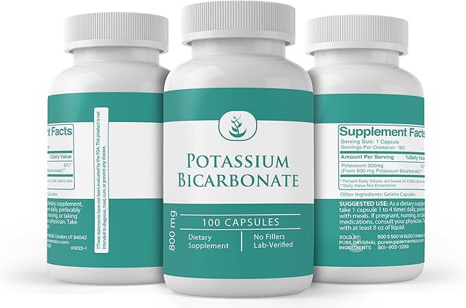 PURE ORIGINAL INGREDIENTS Sodium Bicarbonate, D-Mannose, & Potassium Bicarbonate Bundle (100 Capsules Each), No Additives or Fillers, Lab Verified