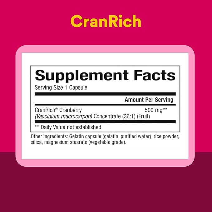 CranRich by Natural Factors, Super Strength Cranberry Concentrate, Antioxidant Supplement for Urinary Tract Support, Non-GMO, 90 Capsules