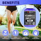 Vitamin B1 500mg with Benfotiamine 20mg, 120 Capsules – 2 in 1 B-1 Complex Enhanced Formula – Fat & Water Soluble Thiamine B1 Supplement – Third Party Lab Tested, Non-GMO, No Gluten