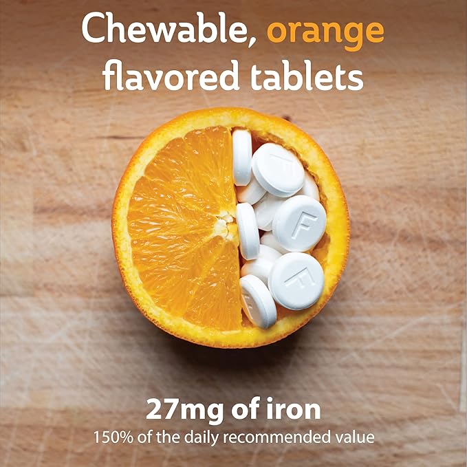 Fergon Iron Restore Chewable Tablets - Gentle on Stomach, Non-Constipating - 27mg Iron for Energy Support – 60 Tablets