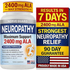 Neuropathy Support Supplement with 2400 mg Alpha Lipoic Acid to Reduce Nerve Discomfort in Feet Hands Toes – Max Strength 2400mg ALA, Vitamins B12 B6 & B1, Magnesium, Turmeric – 60 Capsules