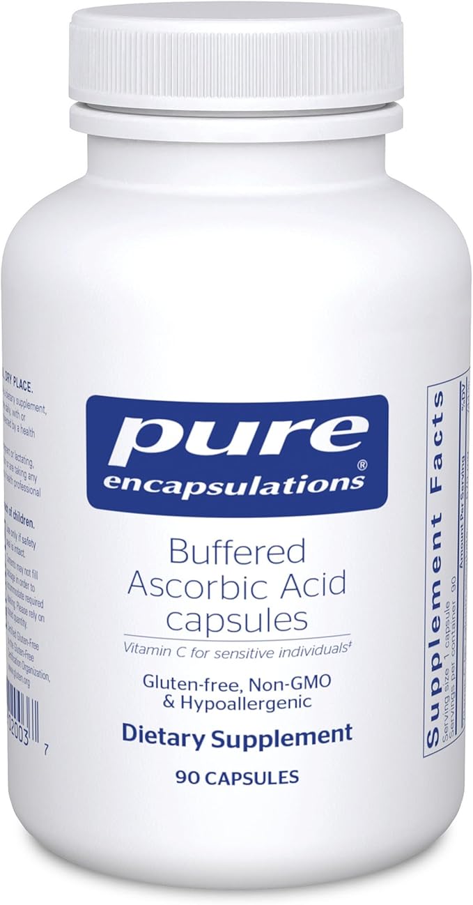 Pure Encapsulations Buffered Ascorbic Acid Capsules | Vitamin C for Sensitive Individuals* | 90 Capsules