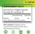 Potassium Citrate 1000mg, Potassium Supplement for Leg Cramps, Muscle & Heart Health, Vegan, Non-GMO, Gluten Free, 90 Capsules