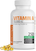 Bronson Vitamin A 10,000 IU Premium Non-GMO Formula Supports Healthy Vision & Immune System and Healthy Growth & Reproduction, 250 Softgels