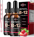 (2 Pack) Vitamin B12 liquid Drops, B12 vitamins 5000 mcg, Vitamin B Complex Supplement with Methylcobalamin B12 Sublingual, Vitamin B6, Folate for Energy, Brain, Heart Health, Vegan Strawberry Flavor