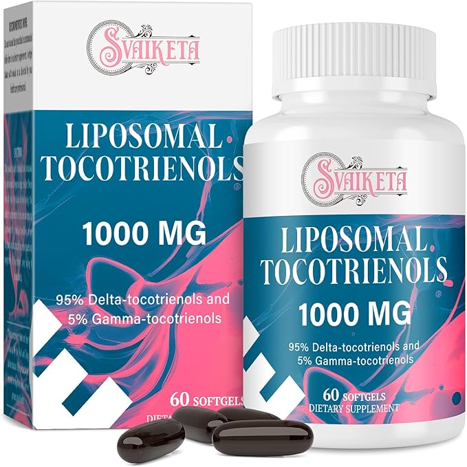 Liposomal Tocotrienols 1000mg – High Absorption Vitamin E Tocotrienols Supplement with 95% Delta & 5% Gamma – 60 Softgels