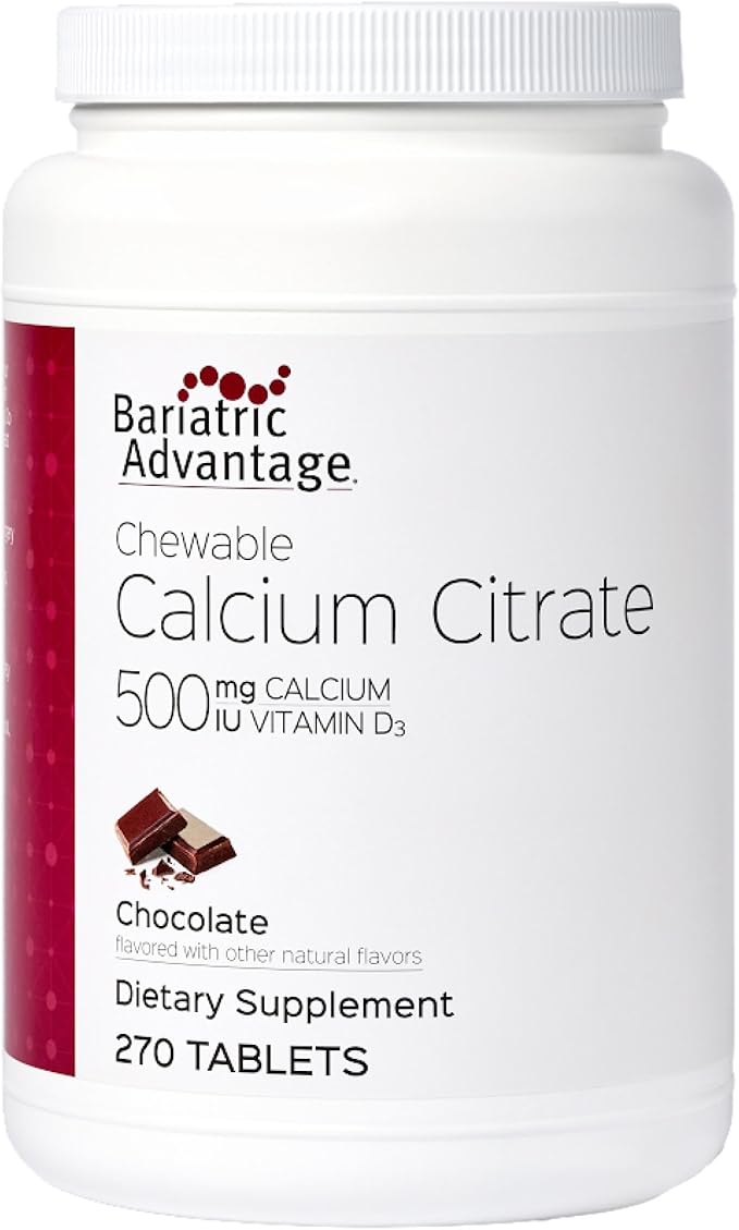 Bariatric Advantage Calcium Citrate Chewable 500 mg - for Bariatric Surgery Patients - High-Potency, Easy-Digest Tablets - Calcium Citrate - Bone Strength Supplements* - Chocolate - 270 Count