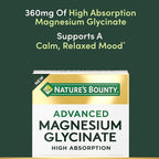 Nature's Bounty Calm Magnesium Glycinate Supplement - High Absorption Magnesium for Relaxed Mood, Heart & Bone Health, 90 Capsules (Pack of 2)