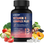 17-in-1 Vitamin B Complex Plus – Vitamin B1, B2, B3, B4, B5, B6, B7 (Biotin), B8 (Inositol), B9, B12, C, D3, K2, Energy, Immune, Skin, Nerve Support for Men & Women - 120 Capsules