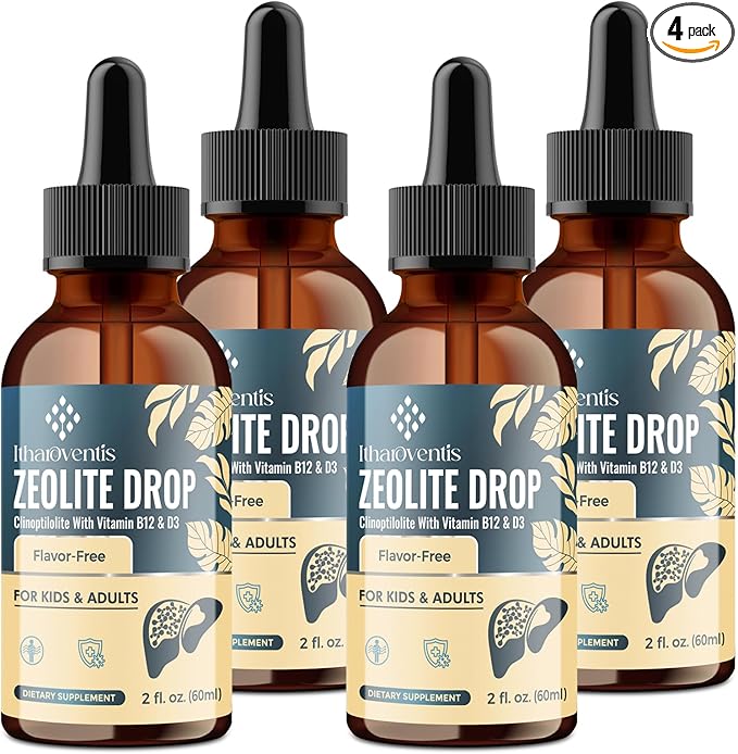 Zeolite Drops for Kids and Adults, Zeolite Clinoptilolite Liquid with Methyl Vitamin B12 & D3 for Gut & Speech, Immune, Bone, Energy, Monk Fruit Flavor, 8 Fl Oz