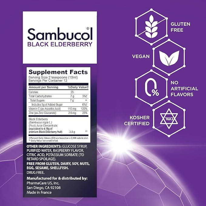 Sambucol Black Elderberry Syrup Original Formula, 7.8 Ounce Bottle