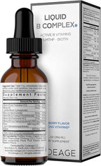 Codeage Liquid B-Complex Supplement with 8 Forms of Vitamin B - Vitamin Thiamine B1, Riboflavin B2, B3, B5, B6, Biotin B7, Active Methylated B9 Folate & B12 - Raspberry Flavor - Non-GMO - 1 fl oz