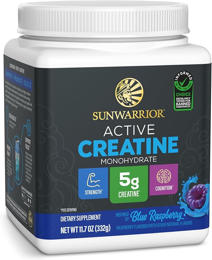 Creatine Monohydrate Powder Micronized PreWorkout Recovery Supplement | Support Muscle Building, Strength Training, Cognition | Vegan & Keto Friendly Easily Mixes (50 Servings) Blue Raspberry Flavored