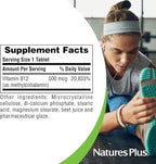 NaturesPlus Vitamin B12 500 mcg - 90 Tablets - Energy & Immune Health Support - Gluten Free, Vegetarian - 90 Servings