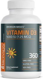 Bronson Vitamin D3 5000iu (125mcg) Healthy Muscle Function and Immune Support, Non-GMO, 360 Tablets
