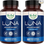 Nested Naturals Luna Melatonin-Free Pack of Two, Bedtime Supplement for Adults, Herbal Nighttime Sleeping Capsule, Valerian Root with Chamomile, Lemon Balm, Non-GMO, Gluten-Free