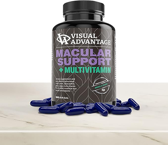 Lunovus Macular Support Plus Multivitamin Based on AREDS 2 Study - Eye Vitamins for Macular Support - Mineral Supplement with Lutein and Zeaxanthin - 180 Soft Gels