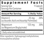 Metabolic Maintenance Magnesium Glycinate - Pure Magnesium Glycinate Powder Capsules with Vitamin C, Chelated Mag for Sleep Health and Calm, 125 mg Mag Bisglycinate - 180 Capsules