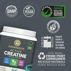 Sunwarrior Creatine Monohydrate Powder Micronized PreWorkout Recovery Supplement | Support Muscle Building Strength Training Cognition | Vegan & Keto Friendly Bulk Size (120 Servings) Unflavored