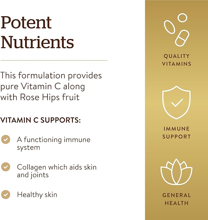 Solgar Vitamin C 1000 mg with Rose HIPS, 250 Tablets - Antioxidant & Immune Support - Overall Health - Supports Healthy Skin & Joints - Non-GMO, Vegan and Kosher - 250 Servings