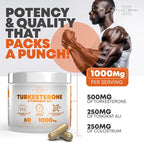 Turkesterone Tongkat Ali Supplement (500mg Ajuga Turkestanica + 250mg Tongkat Ali) 60 Capsules-Turkesterone Supplement 1000mg - Muscle Strength & Recovery Support - Made in The USA BY Peak Revival-X