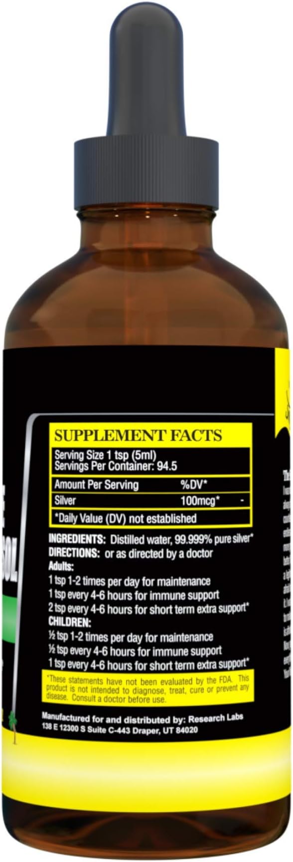 Colloidal Silver Hydrosol Dropper, Natural Alternative & Immune Support, More Effective Than Any Colloidal Product, 2-4oz Dropper Bottles, Silver Hydrosol Drops