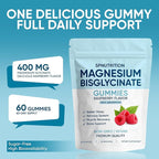 Spnutrition Magnesium Bisglycinate Gummies, with 400mg Magnesium Bisglycinate Chelate, Sea Salt, Raspberry Fruit Powder, Improve Sleep & nervous, Relax Muscles, Strengthen Bones, Vegan, 60 Gummies (1)