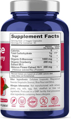 NusaPure D-Mannose Complex 1400 mg (with Hibiscus and Cranberry) - 180 Veggie Caps Non-GMO & Vegan