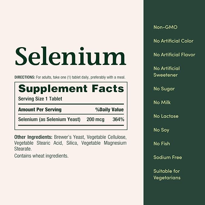 Nature's Bounty Selenium, Supports Prostate and Immune System Health, 200 mcg, 100 Tablets