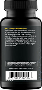 Nugenix Essentials L-Glutamine, 1500mg 100% Botanical L-Glutamine Amino Acid, Protein Synthesis, Supports Cellular Function, 60 Capsules