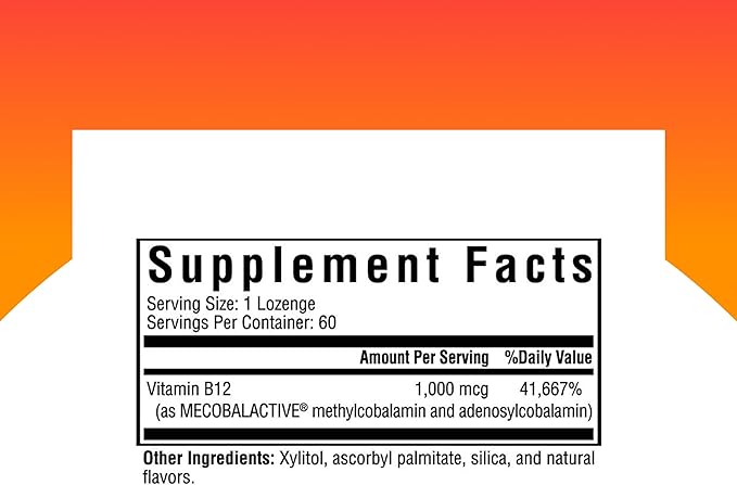 Seeking Health Methyl B12 1000, 1000 mcg B12 as Adenosylcobalamin and Methylcobalamin, Supports Homocysteine Levels and Methylation, MTHFR Support, Vegan and Vegetarian (60 lozenges)*