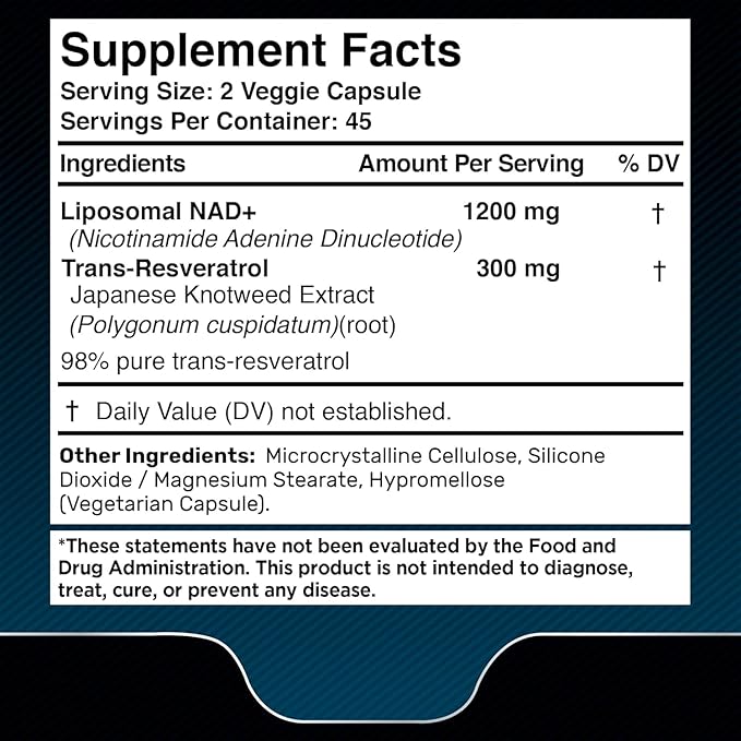 WELLNESS LABSRX Liposomal NAD Supplement, 1500mg - USA Made, NAD Resveratrol Supplement for Women and Men, NAD+ Support Cellular Health, Energy & Anti Aging - 3 Pack