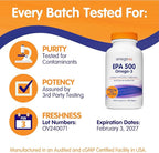 OmegaVia EPA 500, Purified Omega-3 Fish Oil Supplement, 500 mg EPA in Triglyceride Form, Burpless Fish Oil, Non-GMO, Gluten-Free, IFOS 5-Star, 120 Softgels (Pack of 2)