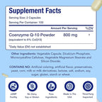 CoQ10 800mg Capsules | Vegan Friendly Coenzyme Q10 800mg from Easy Absorption Ubiquinone Supplement for Skin Heart and Energy Support | Made in The USA in cGMP Facilities (100 Servings)
