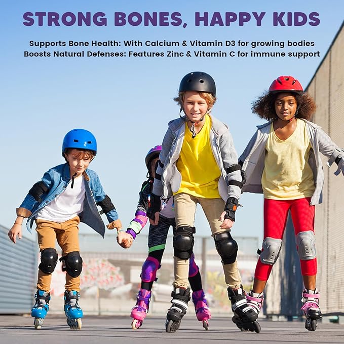 Kids Magnesium Gummies, Magnesium Glycinate Gummies 400mg/200mg with L-Theanine, Chamomile, Vitamin B6, D3 for Kids, Relaxation & Zzz Support, Nerve Bone - Sugar Free Mixed Berry Flavor 60ct
