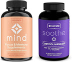 WellPath Mind Brain Supplement for Memory and Focus with Lion's Mane and Soothe Cortisol Manager with KSM-66® Ashwagandha & L-Theanine
