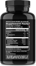 Jocko Fuel Omega 3 Fish Oil Supplement 2000mg - Burpless Fatty Acid Supplement, Wild Caught, Powerful Antioxidant with Astaxanthin (60 Capsules)