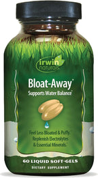 Irwin Naturals Bloat-Away - Water Balance Support - Replenish Electrolytes & Essential Minerals - 60 Liquid Soft-Gels