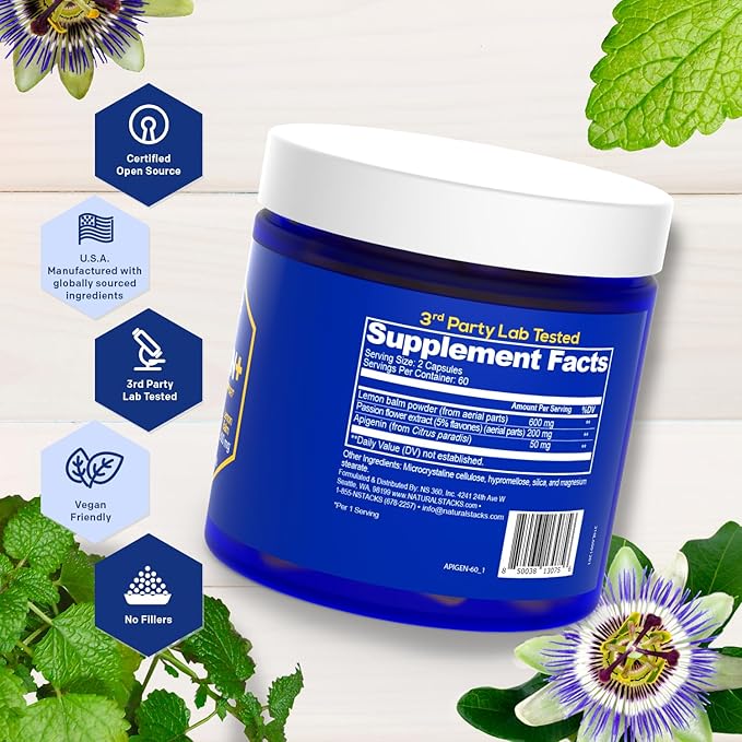 NATURAL STACKS Apigenin for Sleep + Magtech Magnesium Supplement Bundle - Supports Sleep & Brain Health* - 300 Total Capsules