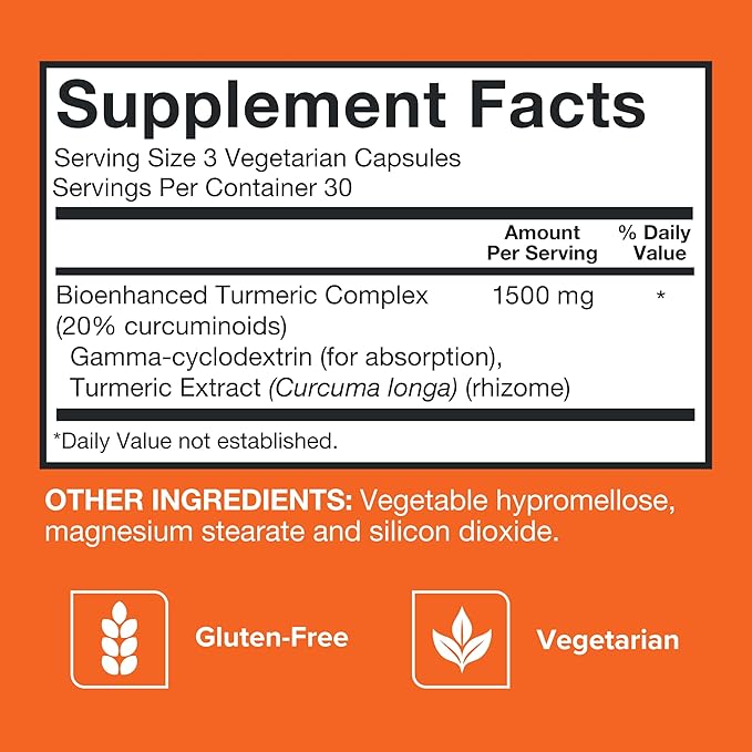 Qunol Turmeric Curcumin Supplement, Turmeric 1500mg With Ultra High Absorption, Joint Support Supplement, Extra Strength Turmeric Capsules, 2 Month Supply, 180 Count (Pack of 1)