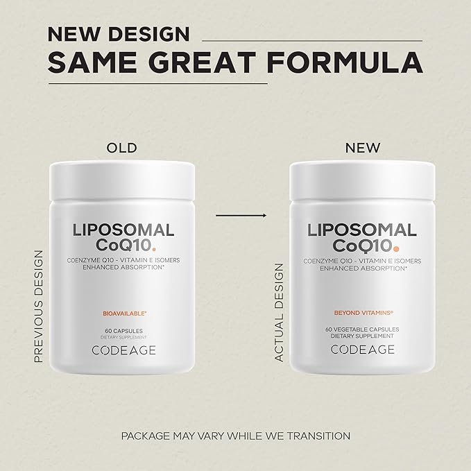 Codeage Liposomal CoQ10 Supplement - 125 mg Coenzyme Q10 with Vitamin E Isomers Tocopherols - 2-Month Supply - 1 Capsule Per Serving - Liposomal Delivery - Vegan, Non-GMO, Gluten-Free - 60 Capsules