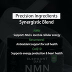 NMN Supplement with Resveratrol & CoQ10 – NAD Plus Booster for Cellular Energy, Mitochondrial Support & Healthy Aging, Anti Aging NAD Supplement for Men & Women, 60 Capsules